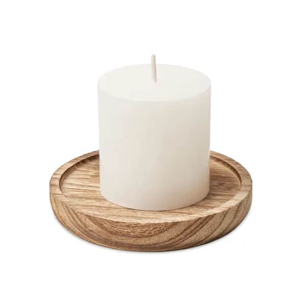 Kerze mit Halter - PENTAS - Holz