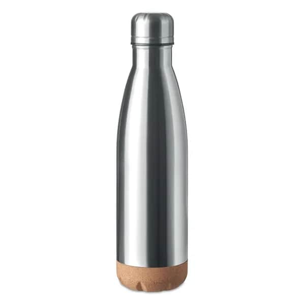 Doppelwandige Isolierflasche - ASPEN CORK - Mattsilber