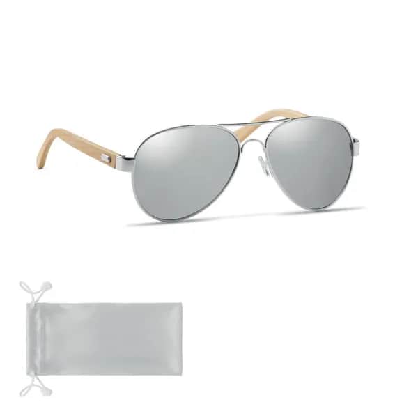 Sonnenbrille Bambus - HONIARA - Silber Glänzend