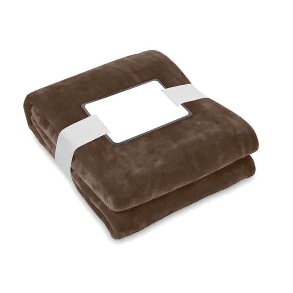 RPET-Flanell Fleece-Decke - LOGAN - Schokolade