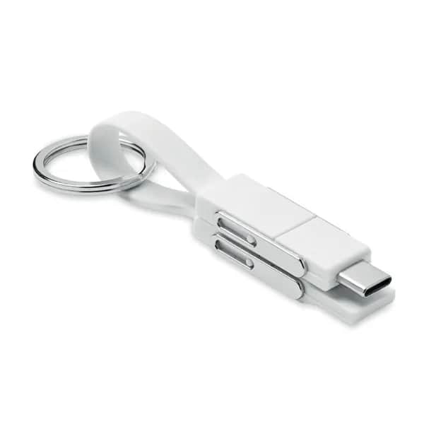 Schlüsselanhänger 4in1 Kabel - KEY C - Weiß