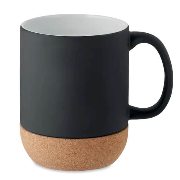 Kaffeebecher mit  Kork 300 ml - MATT - Schwarz
