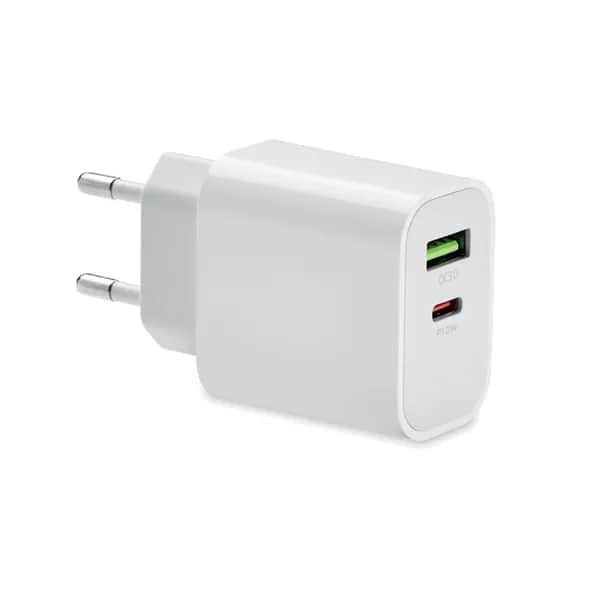 18W 2-Port USB-Ladegerät EU-Ste - PORT - Weiß