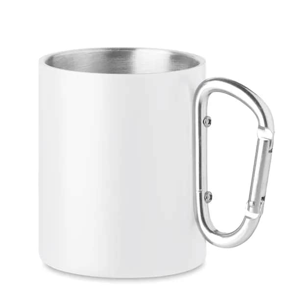 Trinkbecher mit Karabiner - AROM - Weiß