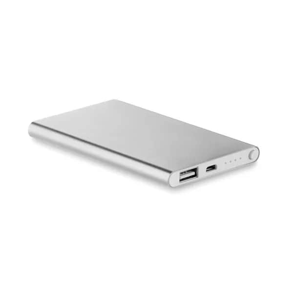 Powerbank 4000 mAh - POWERFLAT - Mattsilber