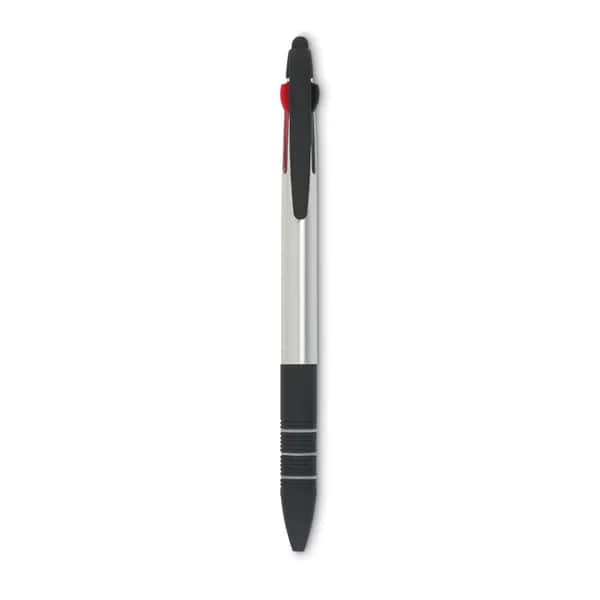 3-Farb-Kugelschreiber/Stylus - MULTIPEN - Silber