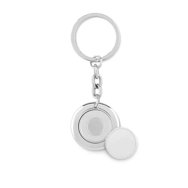 Schlüsselring mit Münzhalter - FLAT RING - Silber Glänzend