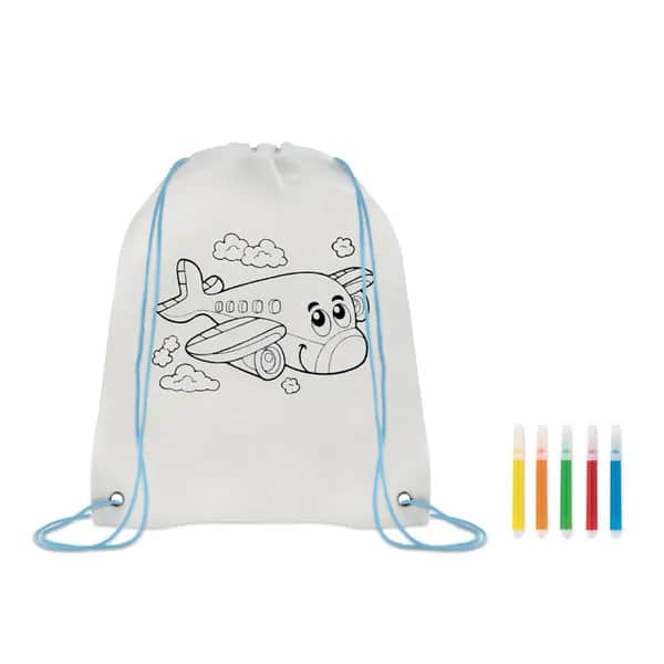 Gestaltbarer Kordelzugbeutel - CARRYDRAW - Babyblau