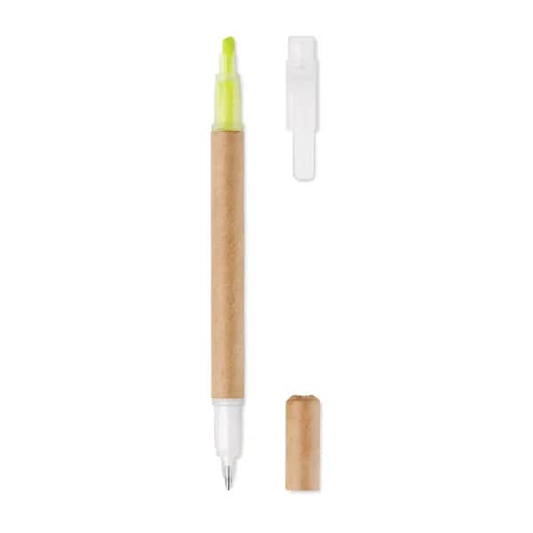 Kugelschreiber mit Textmarker - DUO PAPER - Gelb