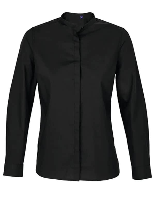 Women´s Mao Collar Shirt Bart - Deep Black