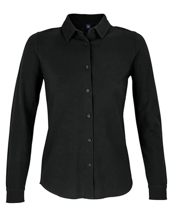 Women´s Cotton Pique Shirt Basile - Deep Black