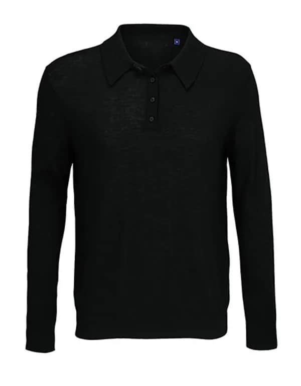 Men´s Polo Collar Sweater Stefan - Deep Black