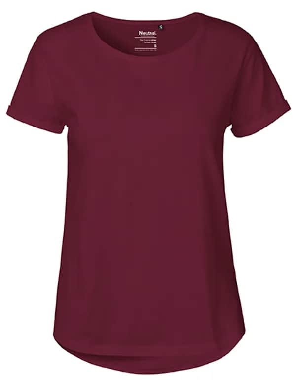 Ladies´ Roll Up Sleeve T-Shirt - Bordeaux