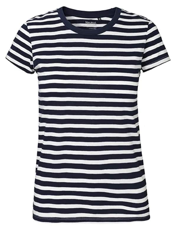 Ladies´ Fit T-Shirt - White - Navy (Striped)