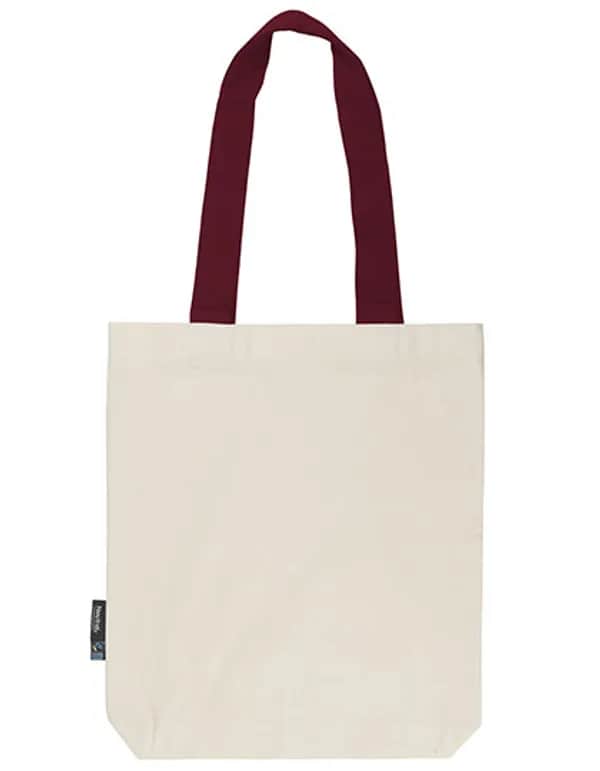 Twill Bag With Contrast Handles - Nature/Bordeaux