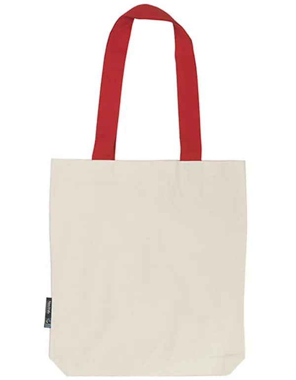 Twill Bag With Contrast Handles - Nature/Red