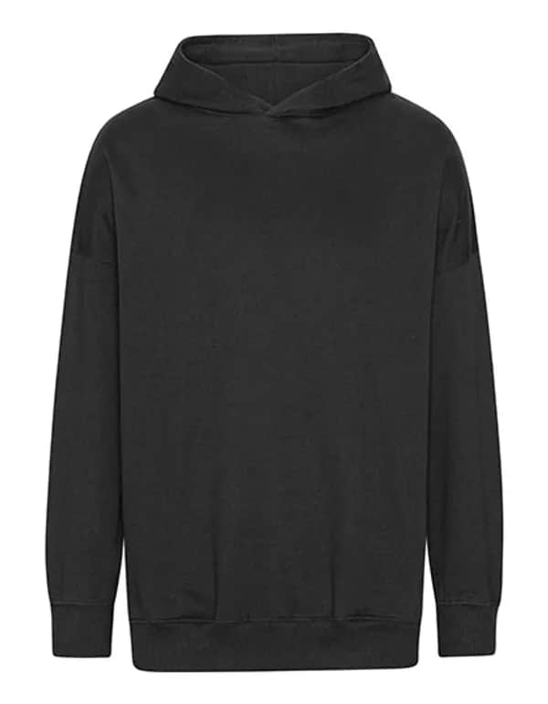 Tiger Cotton Oversized Hoodie with Side Pockets - Black