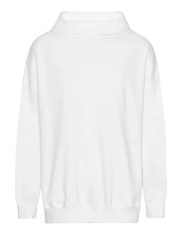 Tiger Cotton Oversized Hoodie with Side Pockets - White