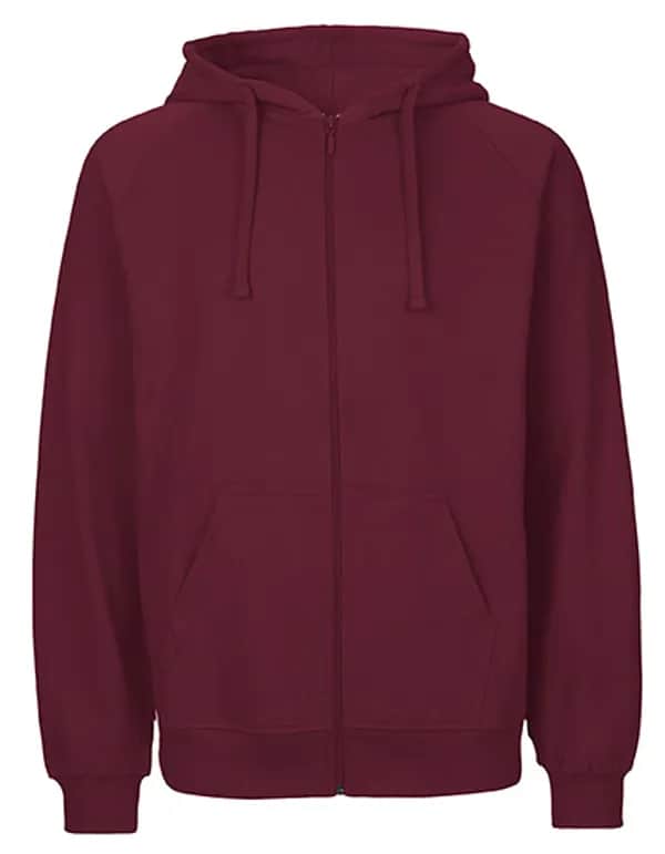 Unisex Tiger Cotton Hoodie With Zipper - Bordeaux