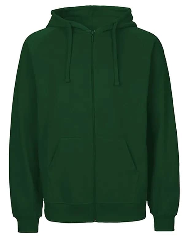 Unisex Tiger Cotton Hoodie With Zipper - Bottle Green