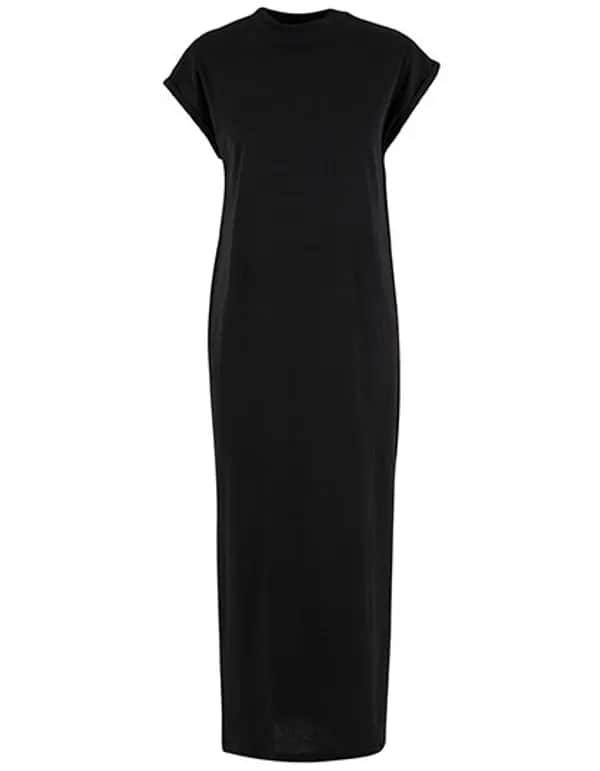 Ladies Long Extended Shoulder Dress - Black