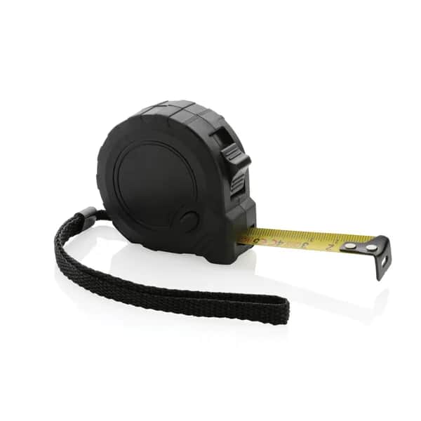 3m/16mm Maßband mit Stop-Taste aus RCS recycelt. Kunststoff - schwarz