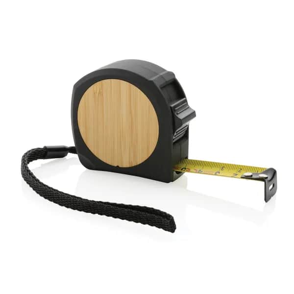 5m/19mm Maßband aus RCS recycelt. Kunststoff & Bambus - schwarz