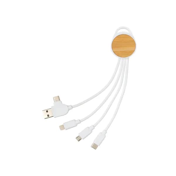 rundes Ontario 6-in-1 Kabel aus RCS recyceltem Kunststoff - weiß