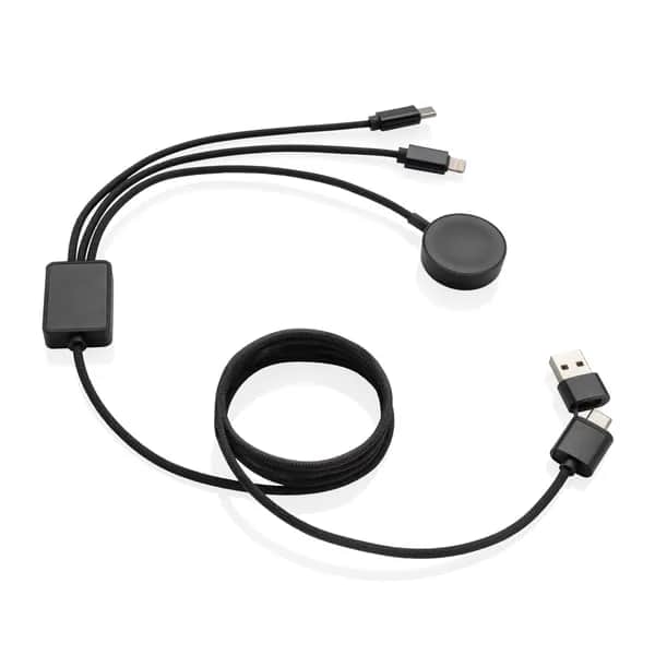 Terra RCS rPET 6-in-1-Ladekabel mit Uhrenladegerät - grau