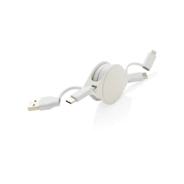 6-in-1 Kabel aus TPE und RCS Standard recyceltem Kunststoff - weiß