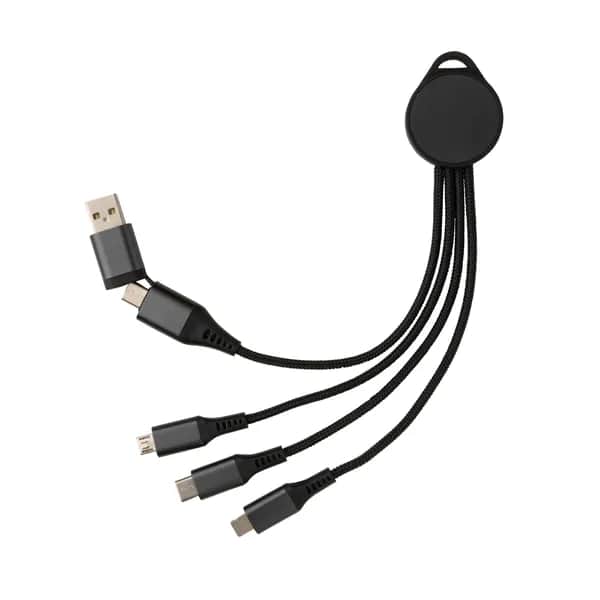 Terra 6-in-1-Ladekabel aus RCS recyceltem Aluminium - grau