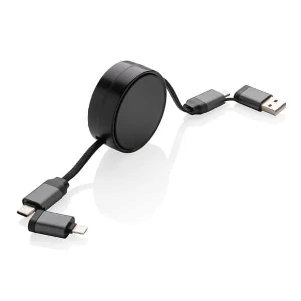 Terra aufrollbares 6-in-1 60W-Kabel aus RCS recyc. Aluminium - grau
