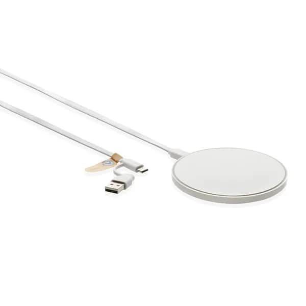 10W Wireless Charger aus RCS Standard recyceltem Kunststoff - weiß