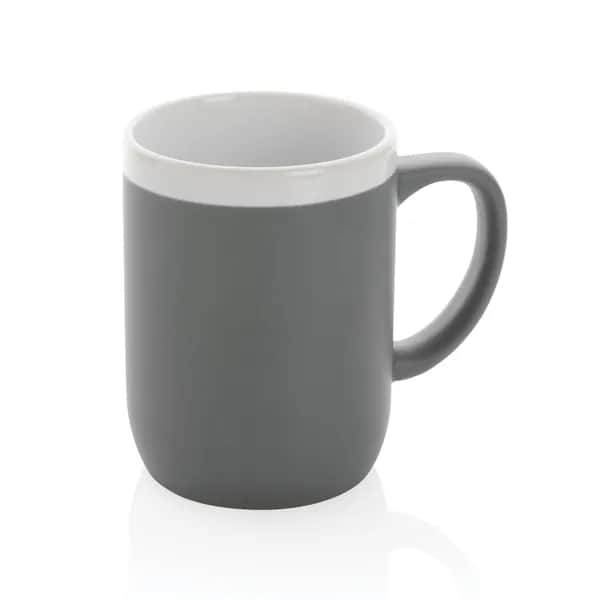 Keramiktasse mit weißem Rand, 300ml - grau