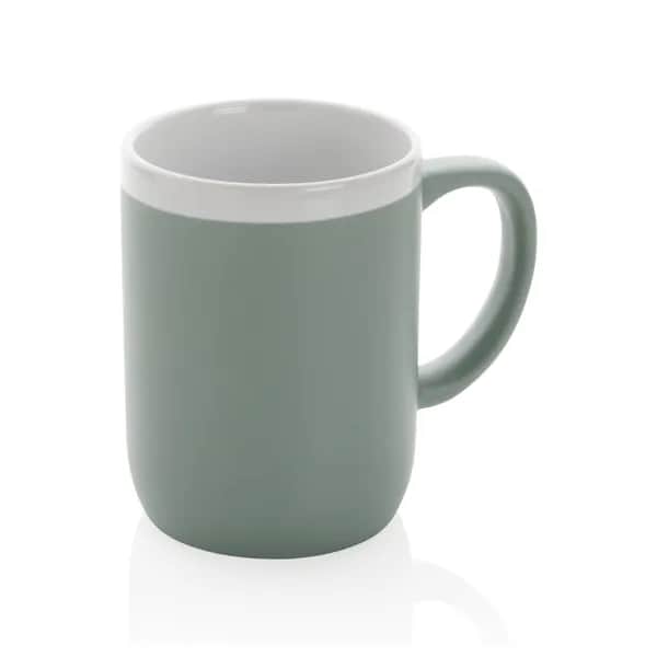 Keramiktasse mit weißem Rand, 300ml - grün
