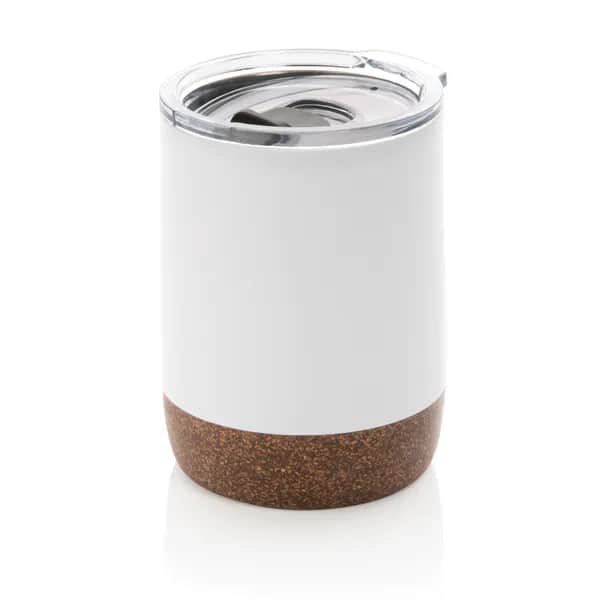 Kleine Vakuum-Kaffeetasse aus RCS rSteel & Kork - weiß