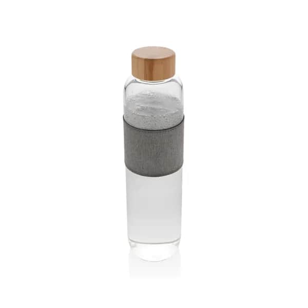 Impact Borosilikat-Glasflasche mit Bambusdeckel - transparent