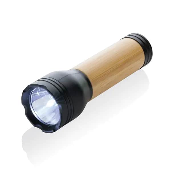 Lucid 3W Taschenlampe aus RCS recycelt. Kunststoff & Bambus - schwarz