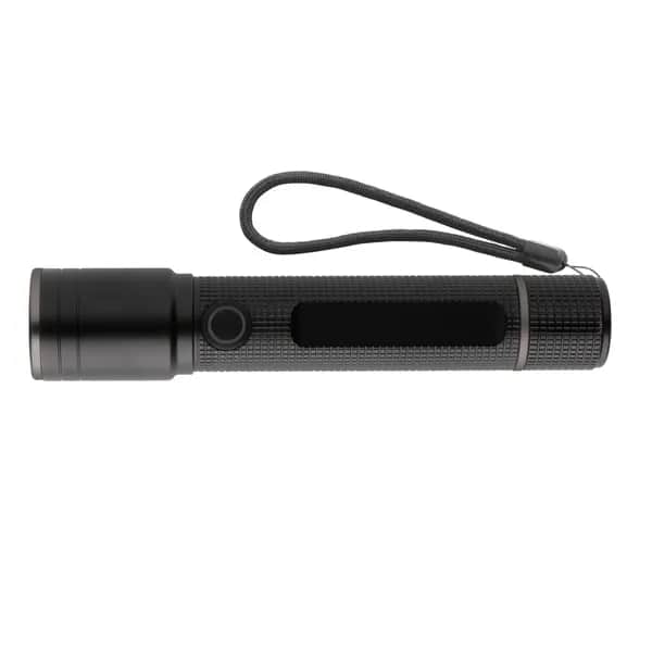 Gear X Taschenlampe aus RCS recycelt. Aluminium mit USB-Akku - schwarz