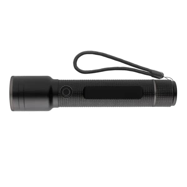 Große Gear X Taschenlampe aus RCS recycelt. Alu mit USB-Akku - schwarz