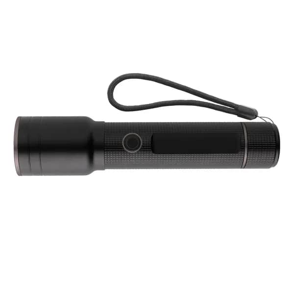 Heavy-Duty USB-Taschenlampe aus RCS recyceltem Aluminium - schwarz