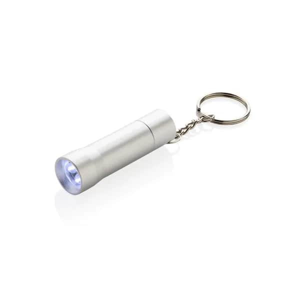 Flash Schlüsselanhänger-Taschenlampe aus RCS rec. Aluminium - Silbergrau