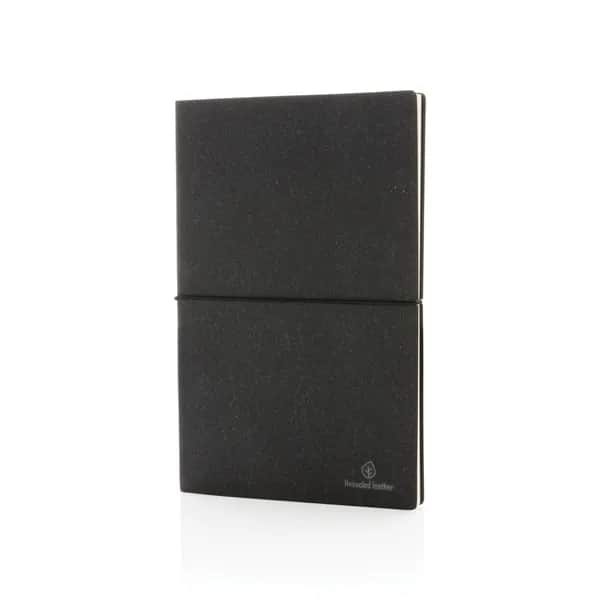 A5 Notizbuch aus GRS recyceltem Leder - grau