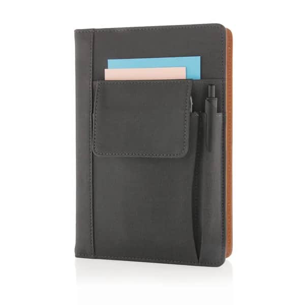 Notizbuch mit Telefontasche - schwarz