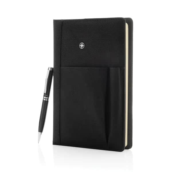 Notizbuch und Stift - schwarz