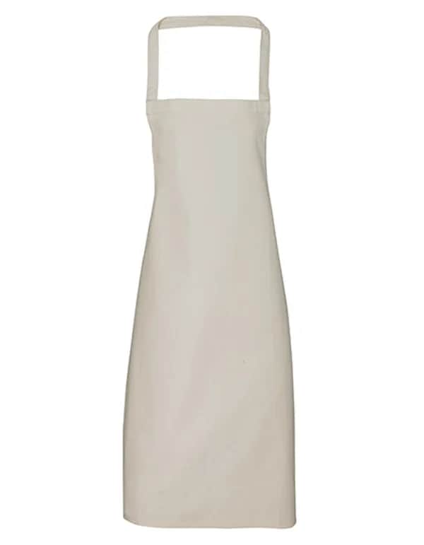 Organic Cotton Bib Apron (No Pocket) - Natural (ca. Pantone 1205C)