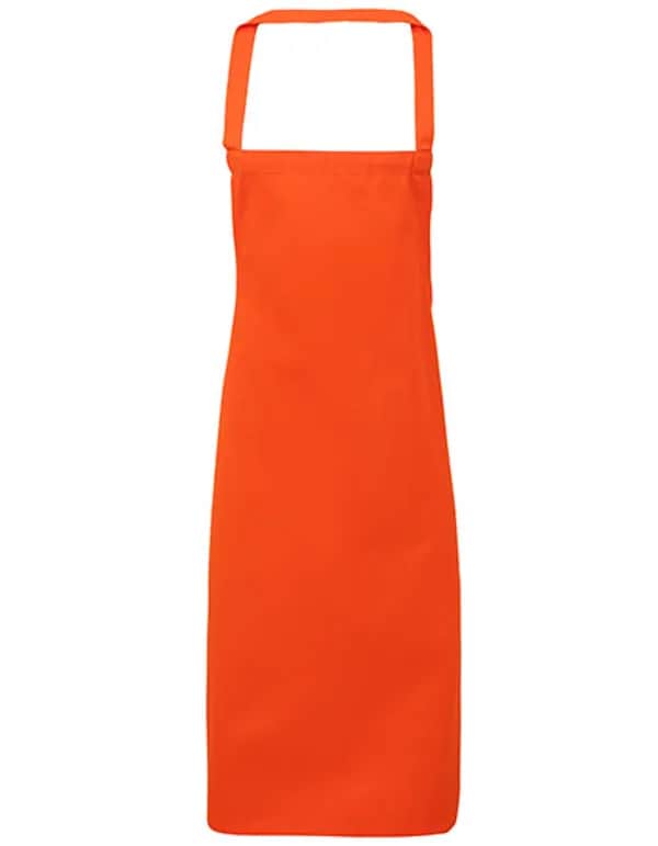 Organic Cotton Bib Apron (No Pocket) - Orange (ca. Pantone 1655C)