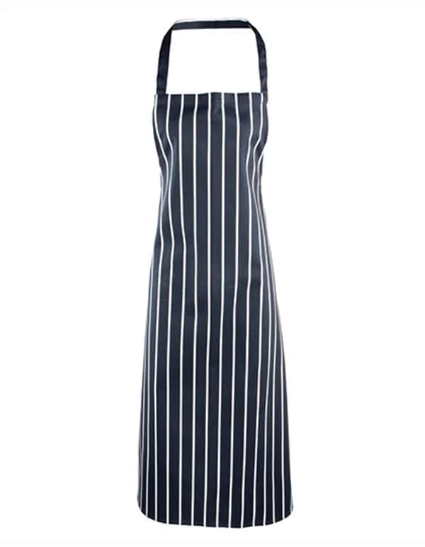 Striped Bib Apron - Navy (ca. Pantone 2378C)/White