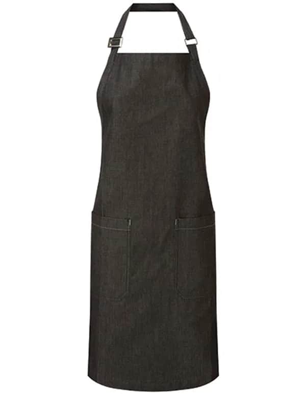 Organic Denim Fairtrade Bib Apron - Black Denim (ca. Pantone 532C)
