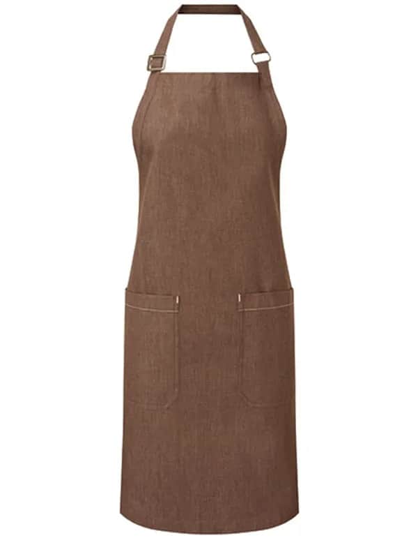Organic Denim Fairtrade Bib Apron - Brown Denim (ca. Pantone 4705C)